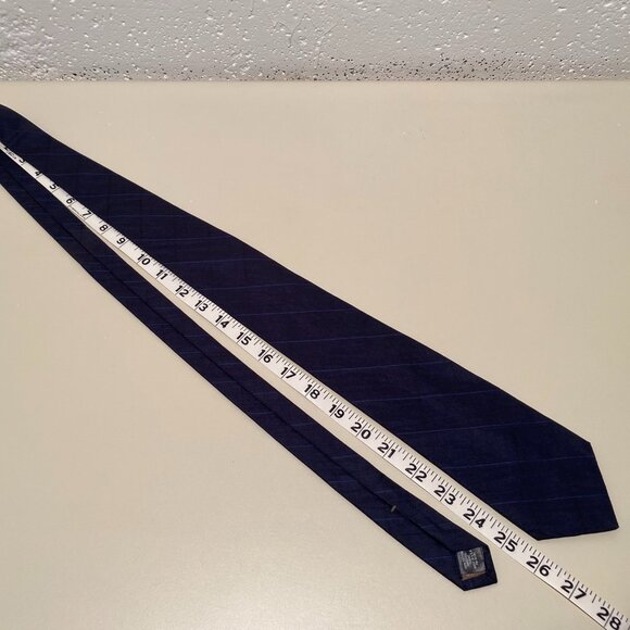 Perry Ellis Portfolio Men's Blue Cotton Checkered Skinny Tie - Picture 5 of 7